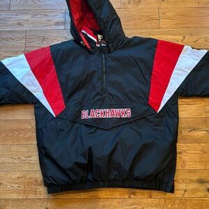 NHL Men’s Chicago Blackhawks Starter 1/2 Zip Hoodie Jacket, Sz XL, Like New